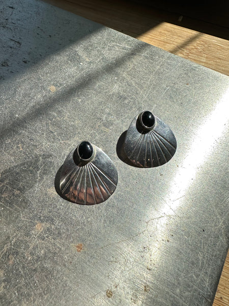 Vintage sterling silver and onyx earrings