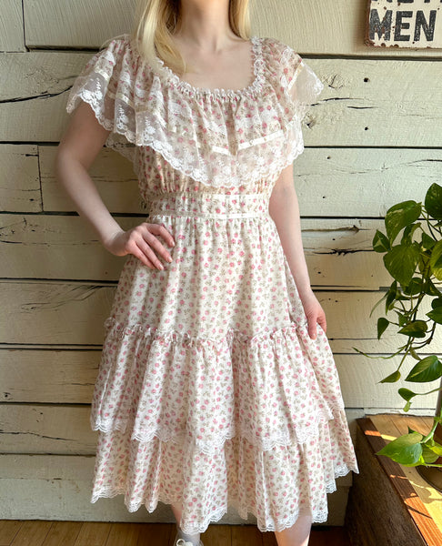 1970s Gunne Sax off the shoulder dress