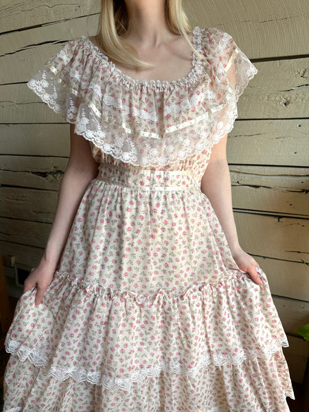 1970s Gunne Sax off the shoulder dress