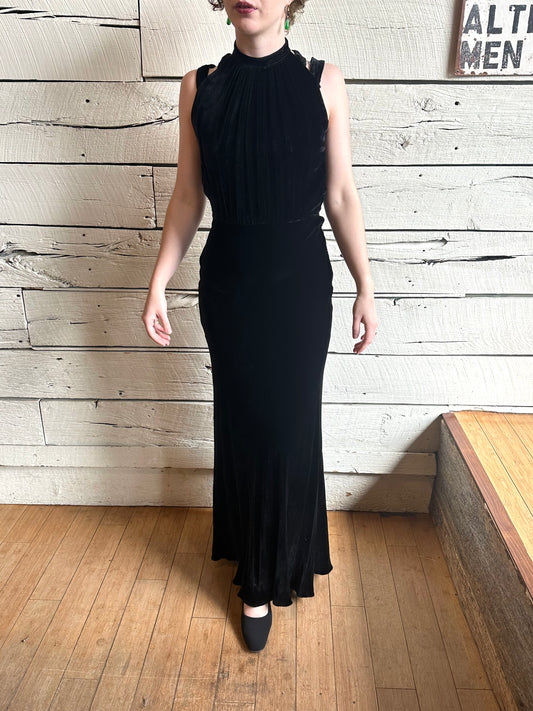 1930s silk velvet dress