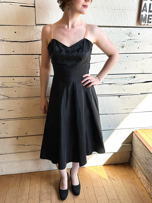 1950s black a-line slip dress