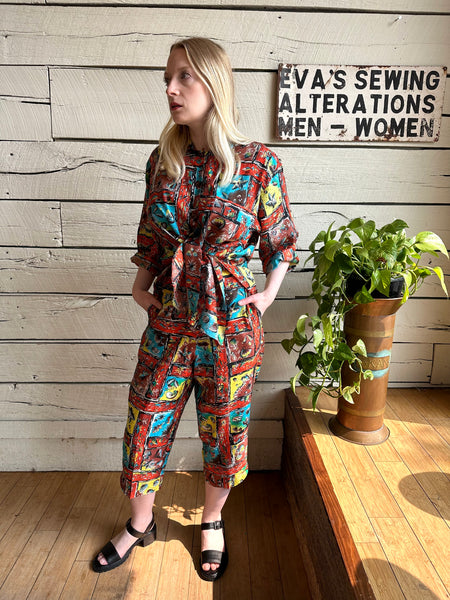 1960s Hawaiian silk two-piece set