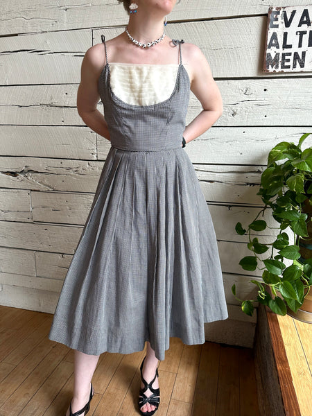 1950s/1960s Elinor Gay black and white gingham dress