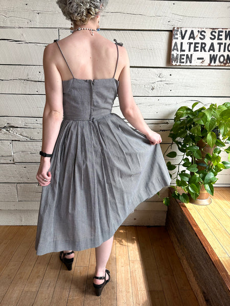 1950s/1960s Elinor Gay black and white gingham dress