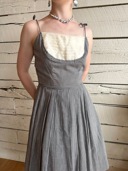 1950s/1960s Elinor Gay black and white gingham dress