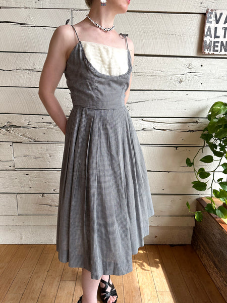 1950s/1960s Elinor Gay black and white gingham dress