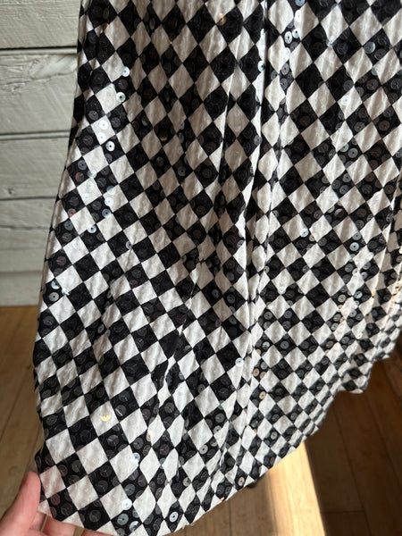 1980s diamond sequined black and white skirt