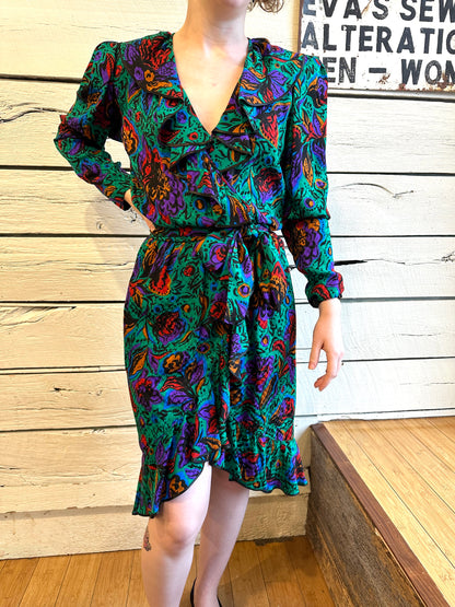 1980s Saint Laurent printed silk dress