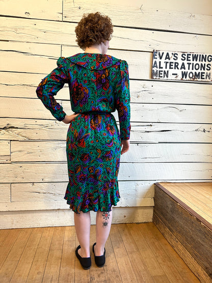 1980s Saint Laurent printed silk dress
