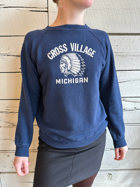1980s Cross Village Michigan navy sweatshirt