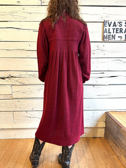 1980s Saint Laurent wool red dress