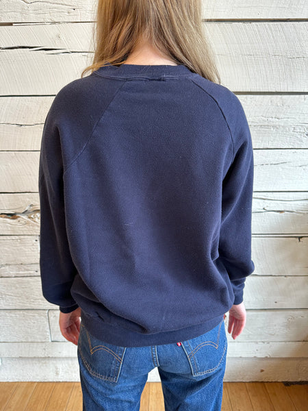 1980s Bois Blanc Island blue and navy sweatshirt