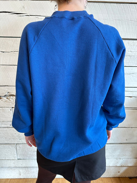 1980s Bois Blanc Island blue and white sweatshirt