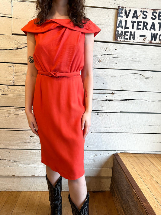 Contemporary Escada red belted dress