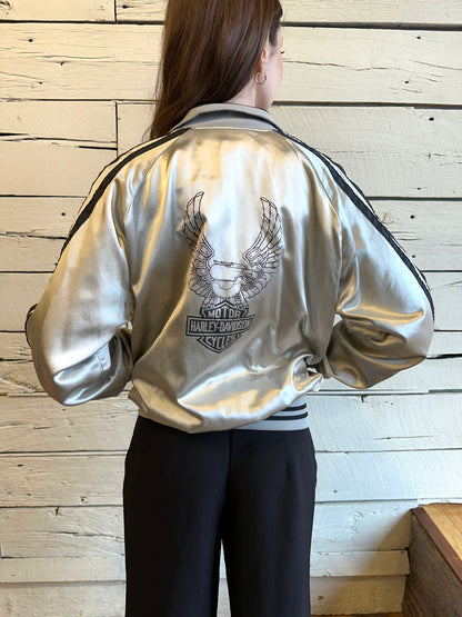 1970s AMF Harley Davidson satin bomber jacket