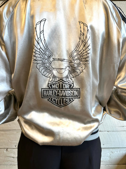 1970s AMF Harley Davidson satin bomber jacket