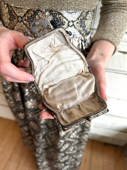 1920s white beaded bag