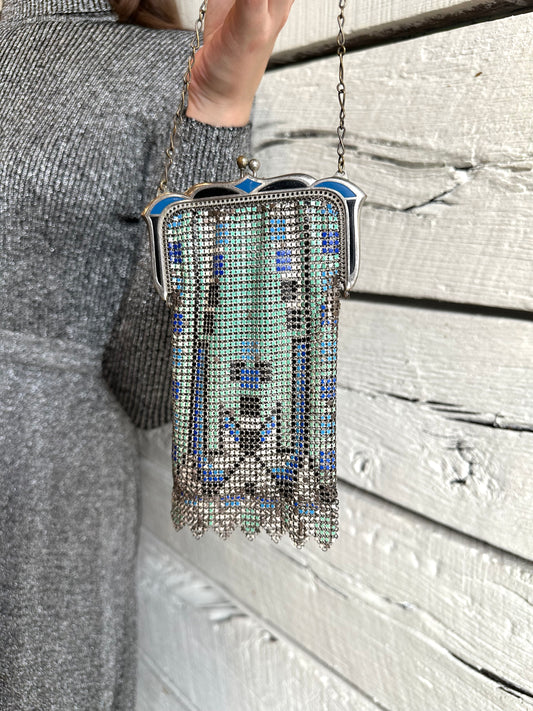 1920s Whiting and Davis deco chainmail bag
