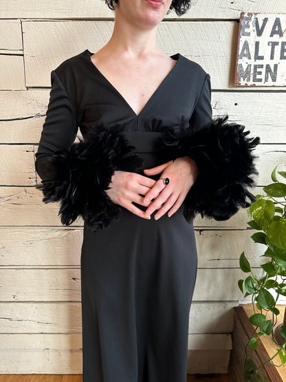1970s feather cuff dress