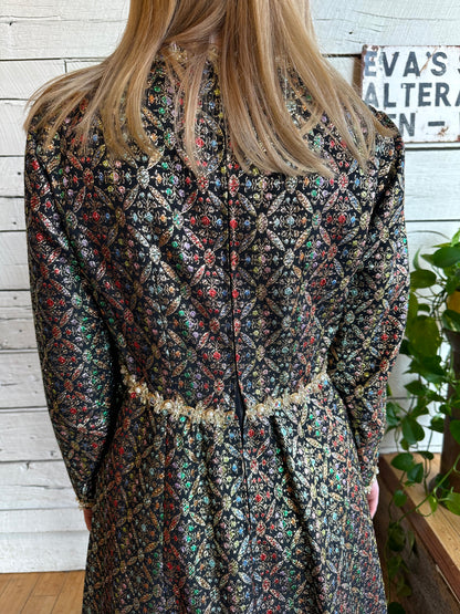 1960s multicolored brocade dress