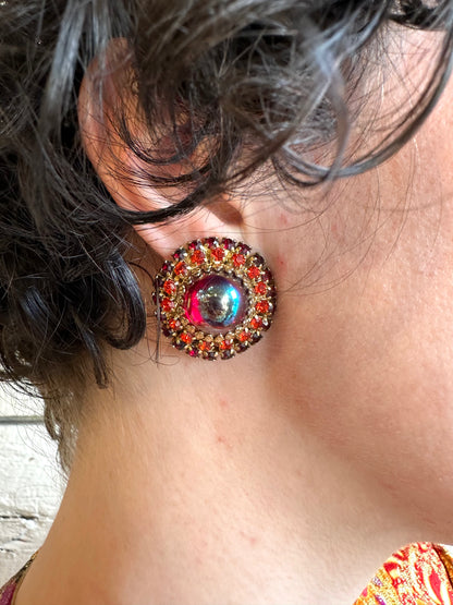 1950s/1960s rhinestone round clip-on earrings