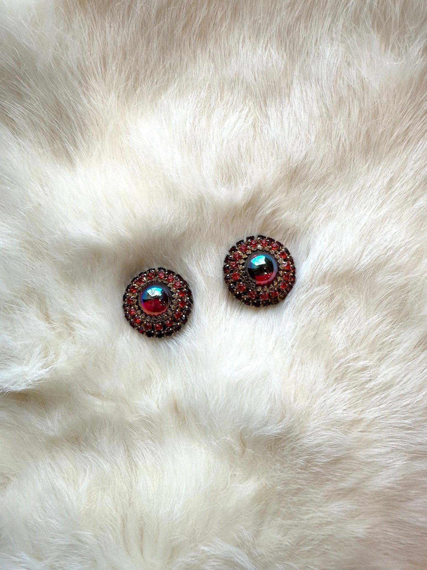 1950s/1960s rhinestone round clip-on earrings
