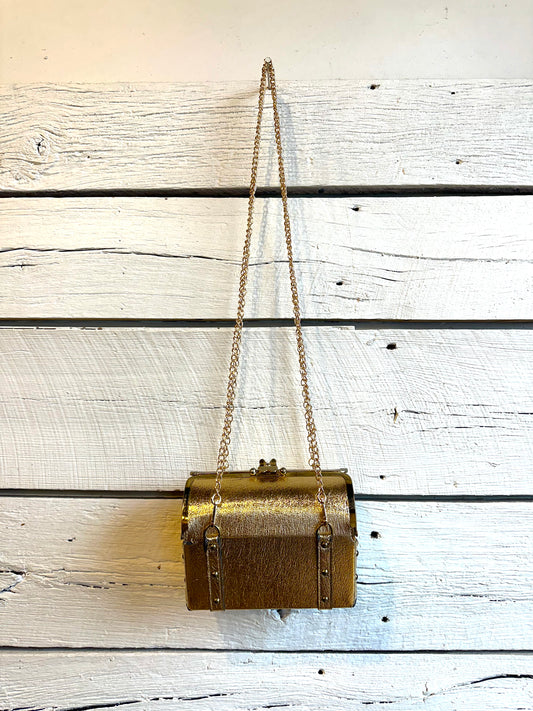 1960s gold metallic box purse