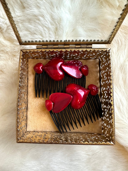1980s heart hair combs