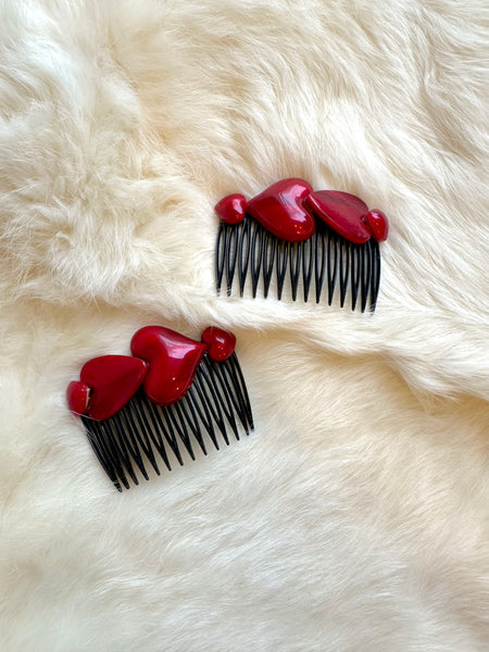 1980s heart hair combs