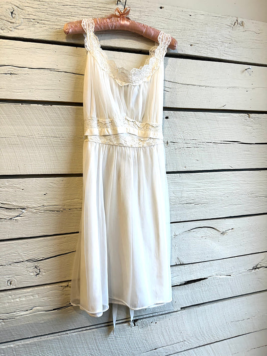 1960s lace trim lingerie dress
