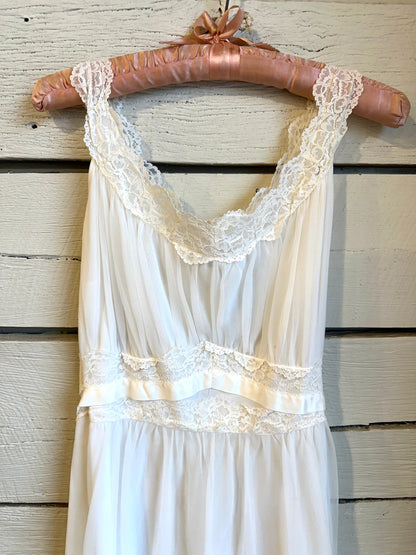 1960s lace trim lingerie dress